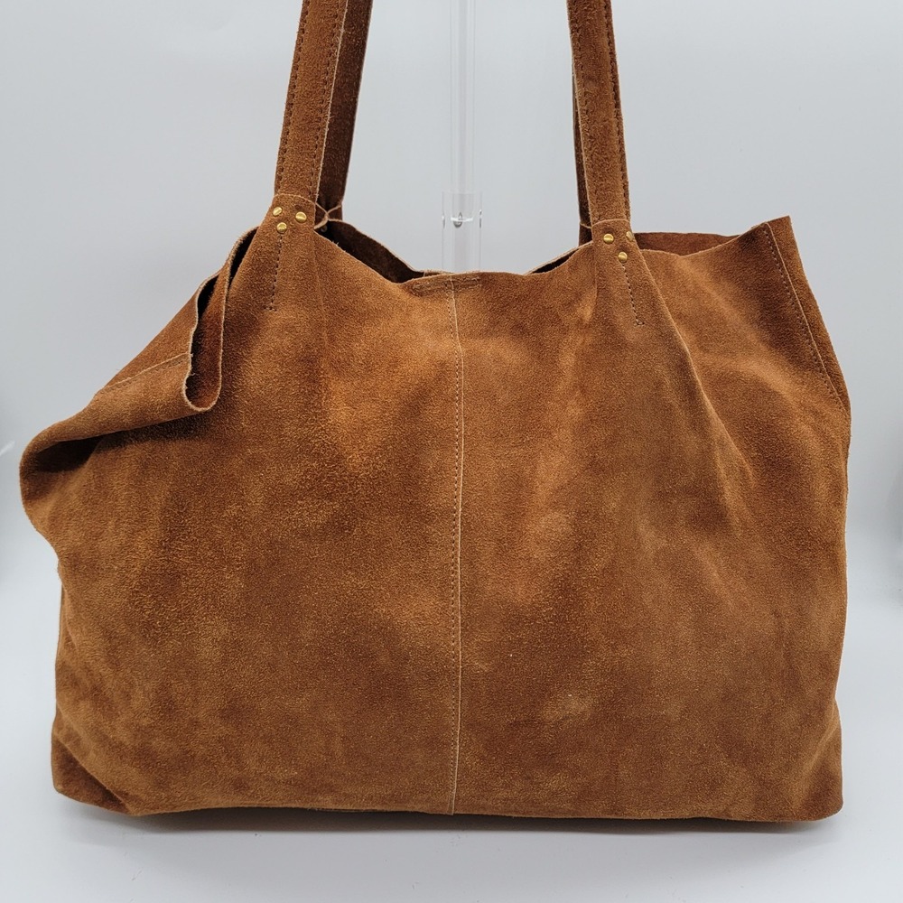 Haute Hippie Brown Suede Leather Tote Shoulder Bag Large Boho Shopper Purse - Picture 3 of 16